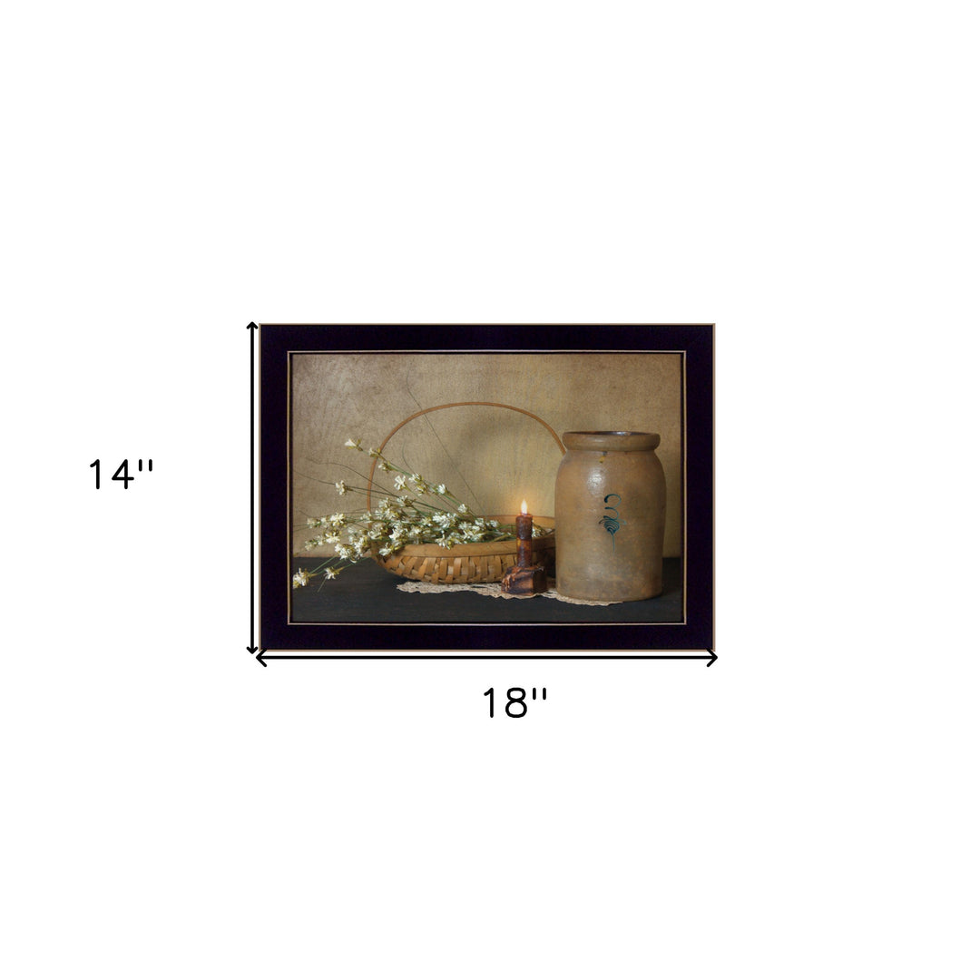 Basket of Flowers 3 Black Framed Print Wall Art