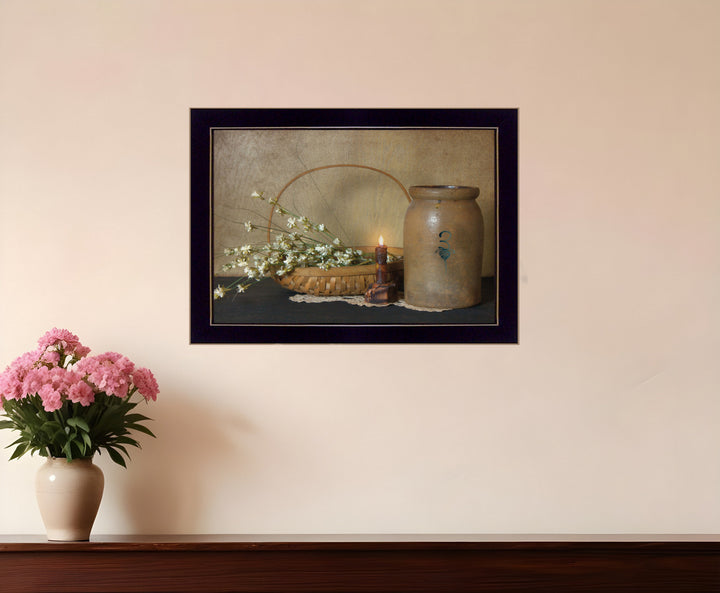 Basket of Flowers 3 Black Framed Print Wall Art