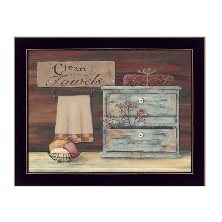 Clean Towels Black Framed Print Bathroom Wall Art