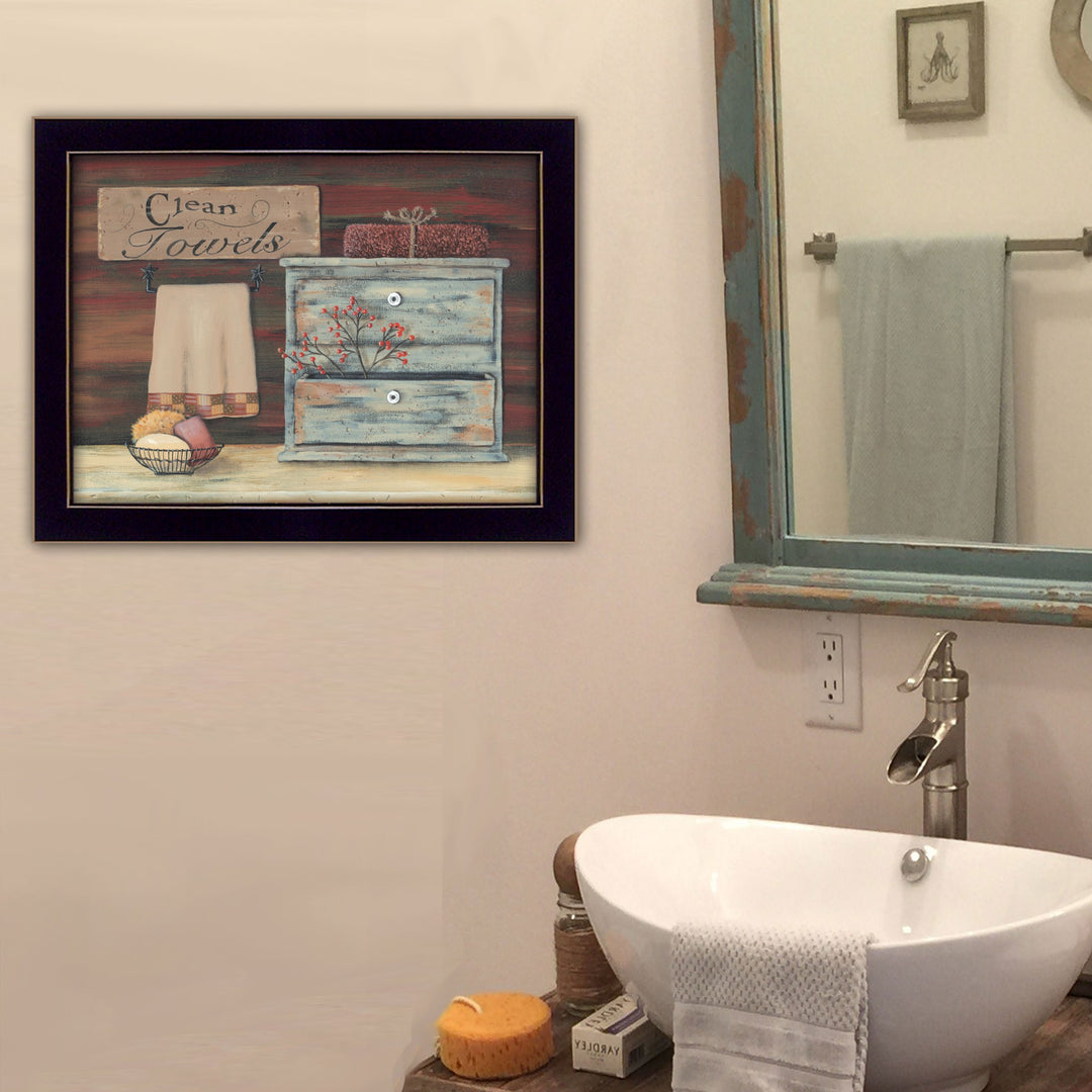 Clean Towels Black Framed Print Bathroom Wall Art