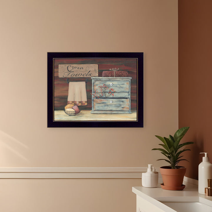 Clean Towels Black Framed Print Bathroom Wall Art