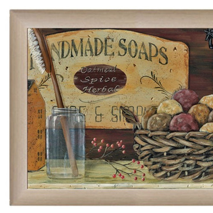 Country Bath Shelf 5 Brown Framed Print Bathroom Wall Art