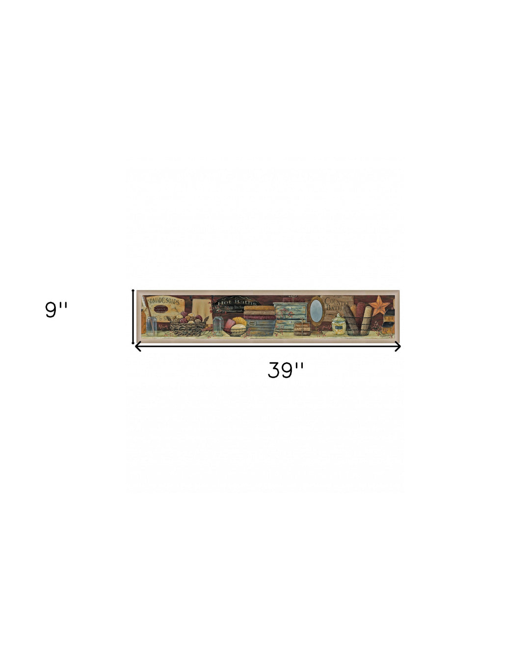 Country Bath Shelf 5 Brown Framed Print Bathroom Wall Art