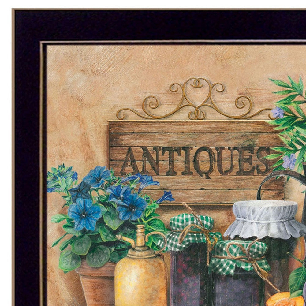 Antiques and Herbs Black Framed Print Kitchen Wall Art