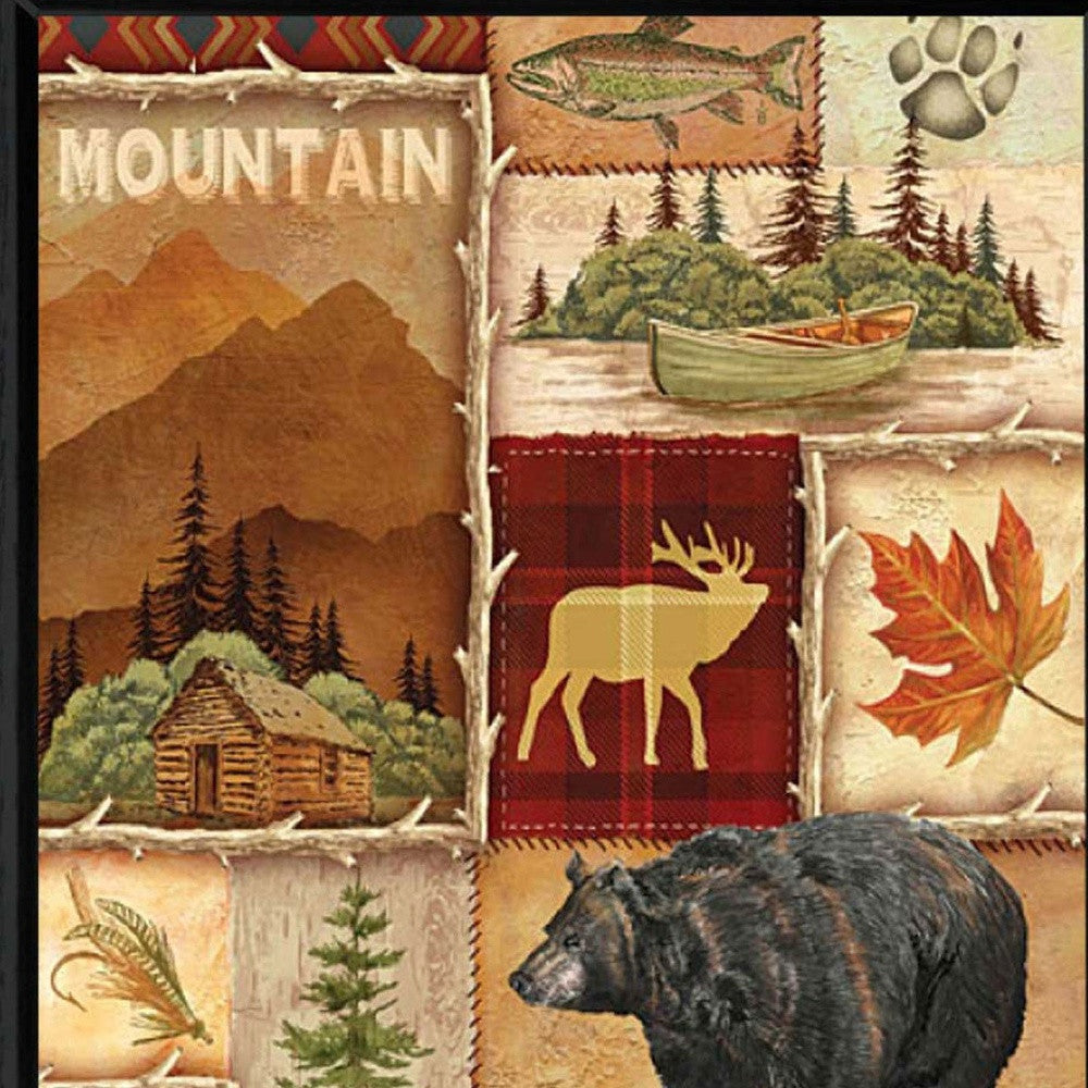 Lodge Collage I Black Framed Print Wall Art