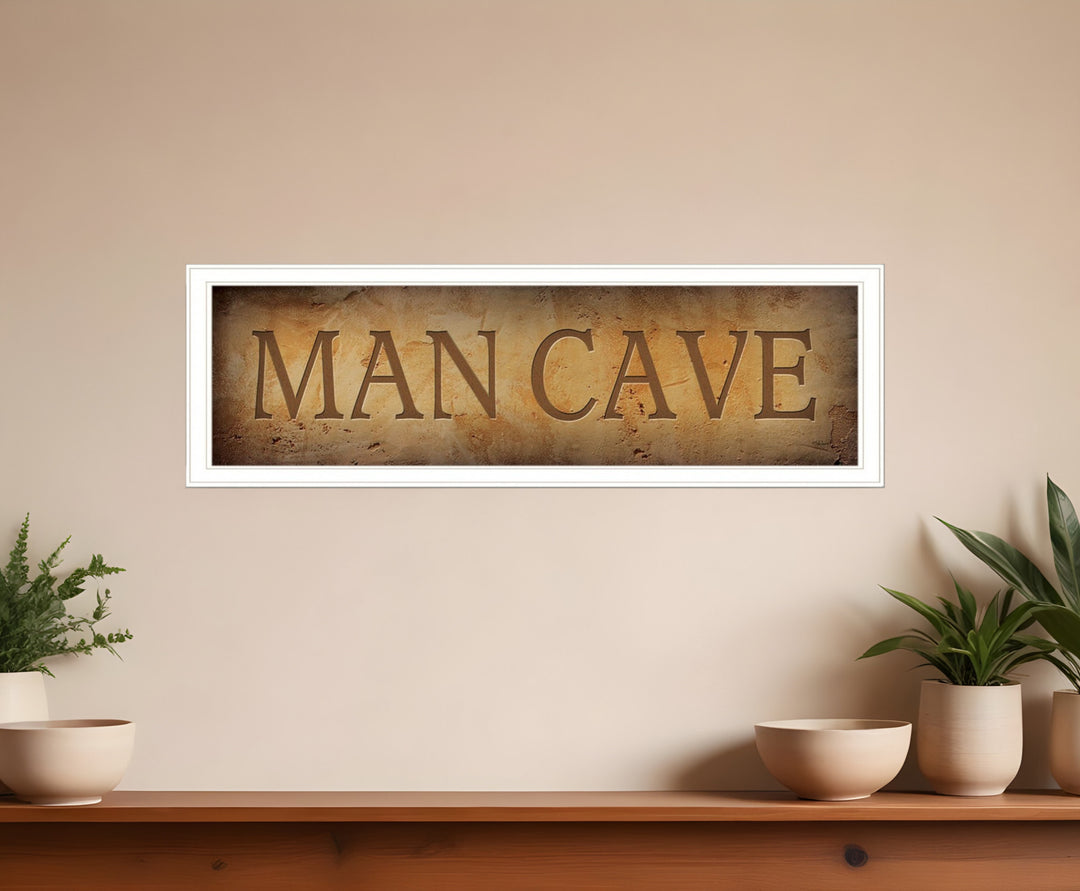 Man Cave 3 White Framed Print Wall Art