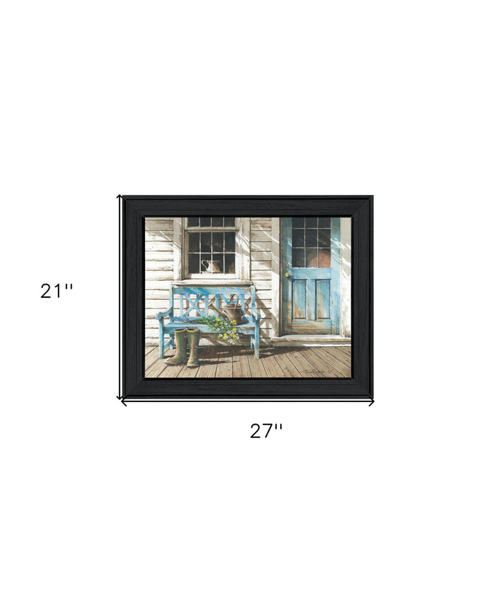 Cheerful Chores Black Framed Print Wall Art