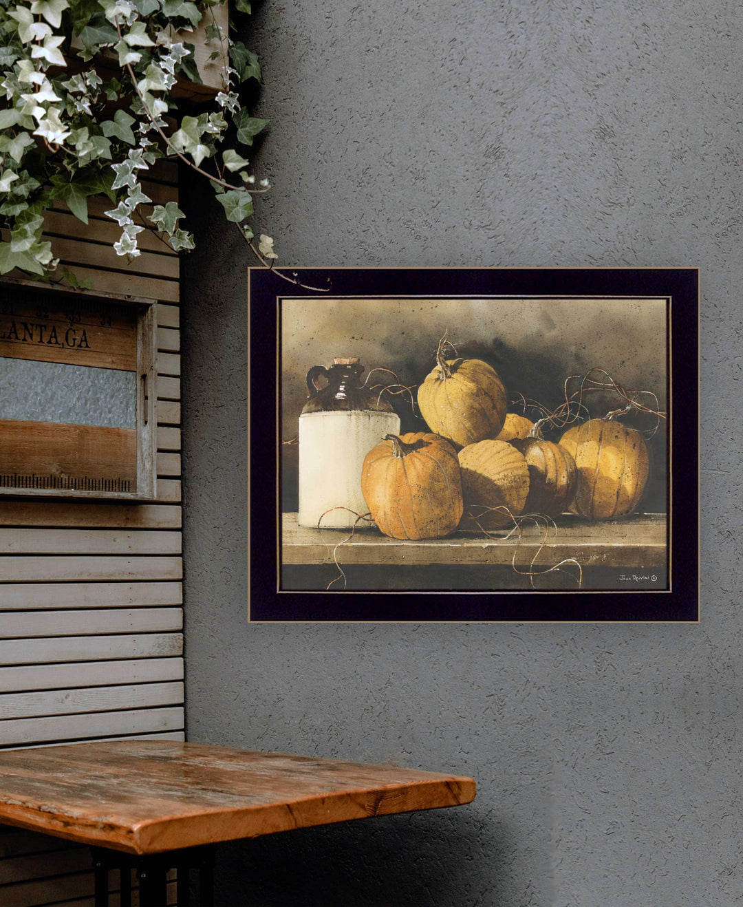 Jugs and Pumpkins 2 Black Framed Print Wall Art