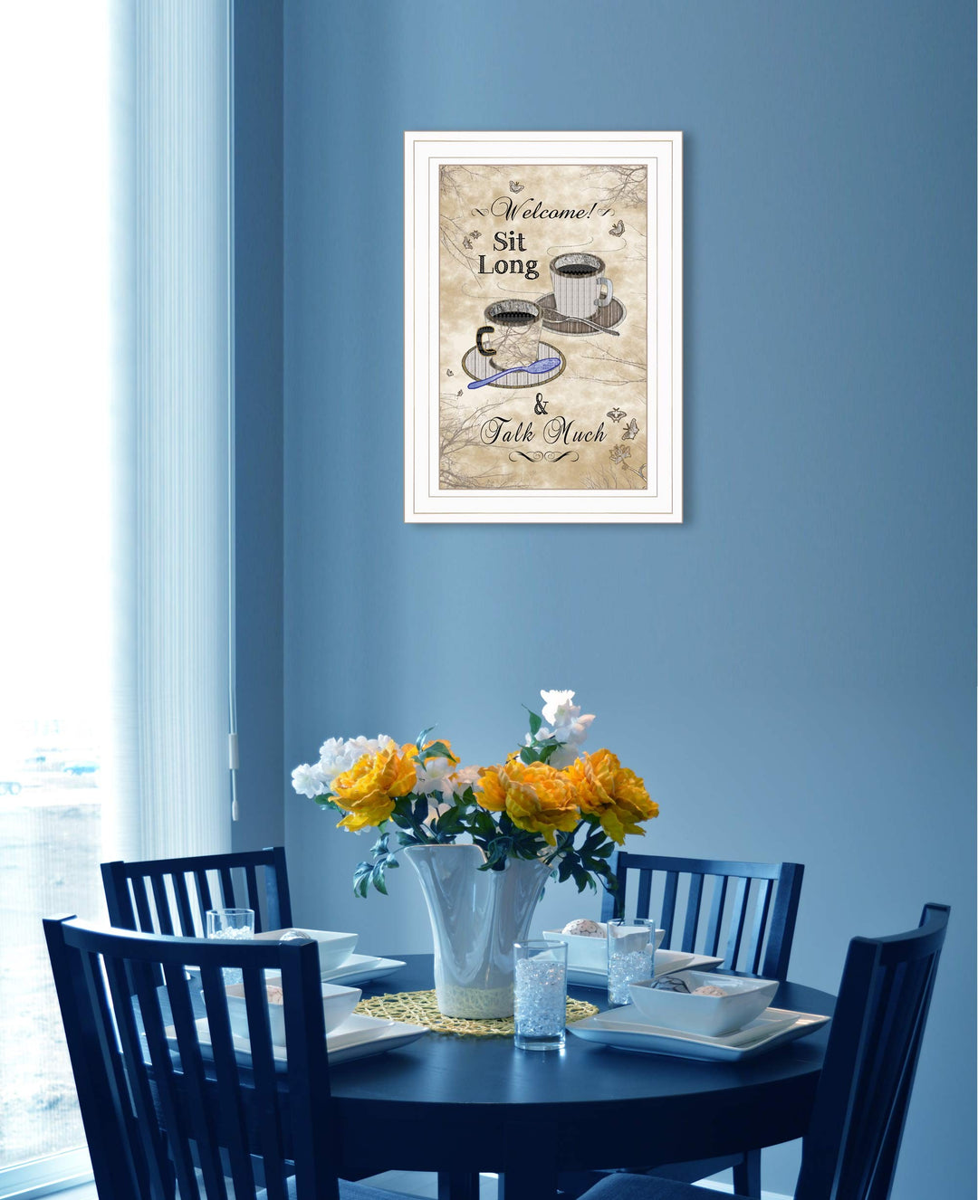 Sit Long Talk Much White Framed Print Kitchen Wall Art