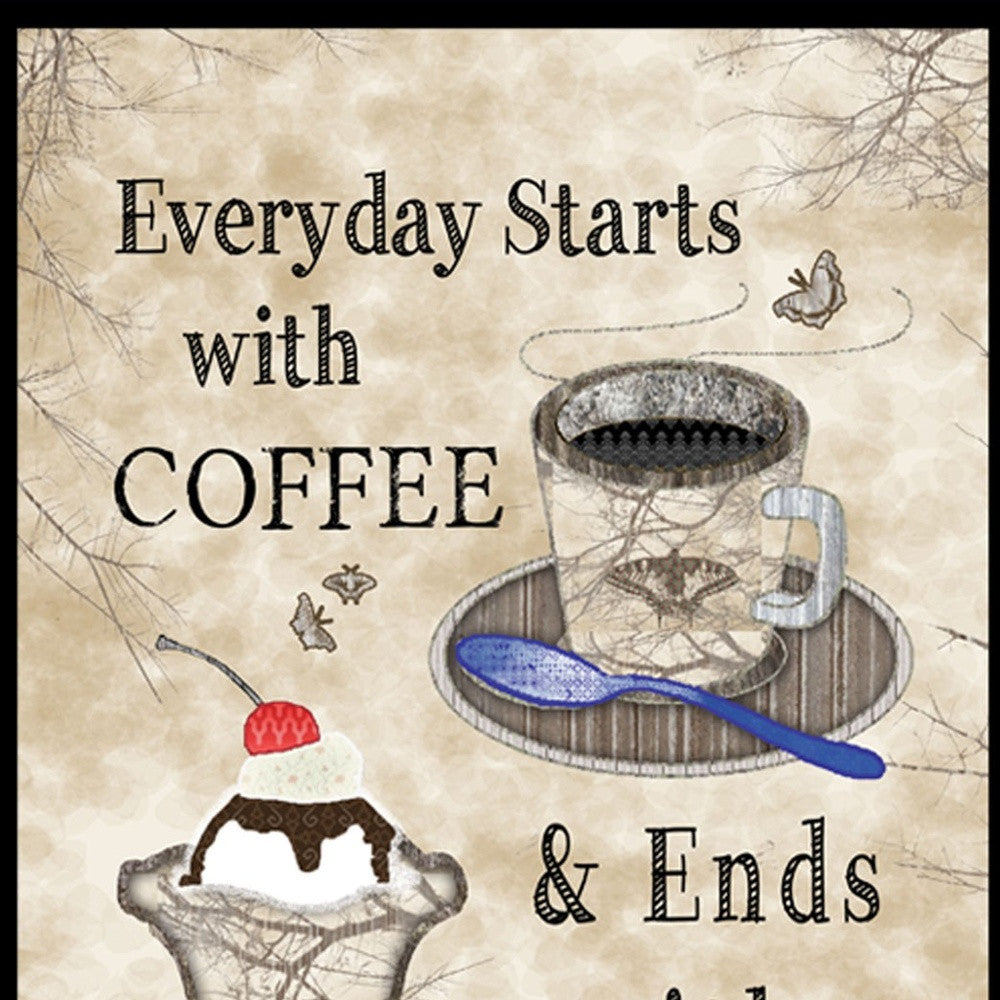 Everyday Starts with Coffee 4 Black Framed Print Kitchen Wall Art