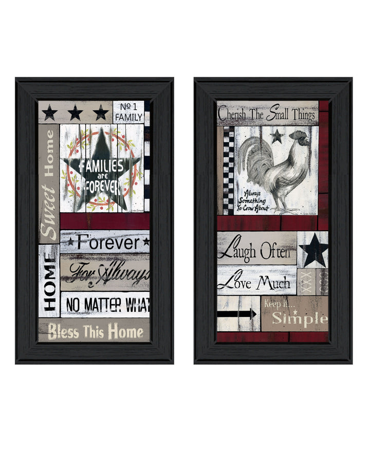 Set Of Two Family Wisdom Black Framed Print Wall Art