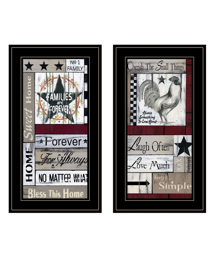 Set Of Two Family Wisdom Black Framed Print Wall Art