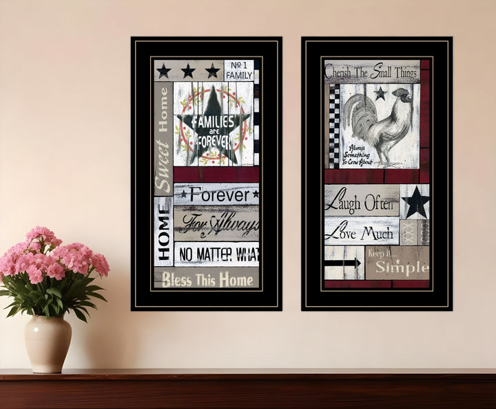 Set Of Two Family Wisdom Black Framed Print Wall Art