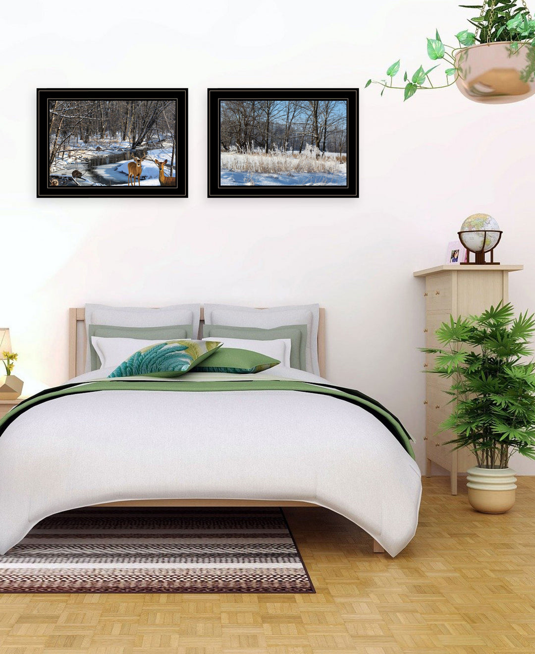 Set Of Two Great Outdoors Nature or Winter Forest 3 Black Framed Print Wall Art