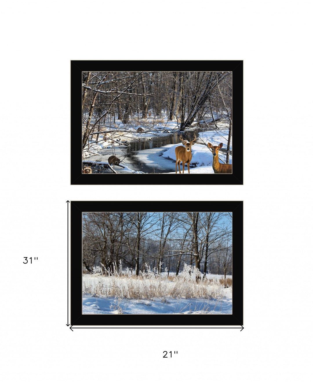 Set Of Two Great Outdoors Nature or Winter Forest 1 Black Framed Print Wall Art