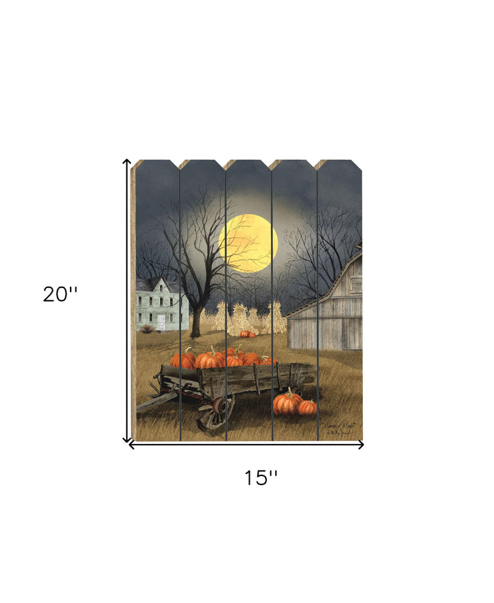 Harvest Moon Pumpkins Unframed Picket Fence Wall Art