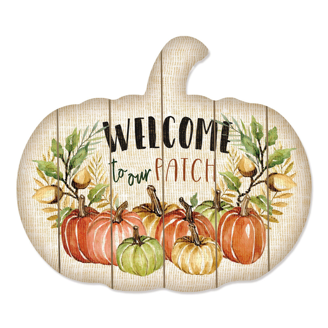 Welcome Pumpkin Wood Plank Wall Art