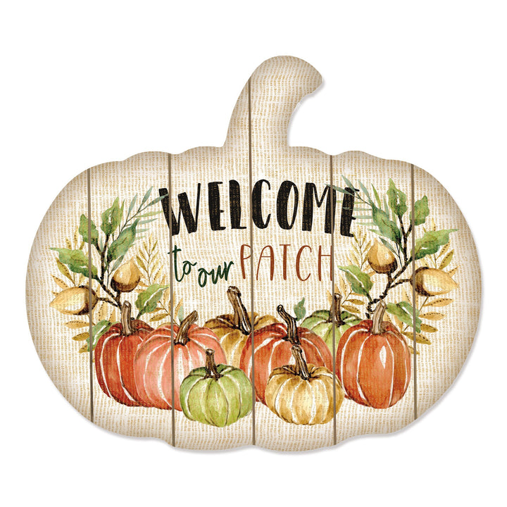 Welcome Pumpkin Wood Plank Wall Art