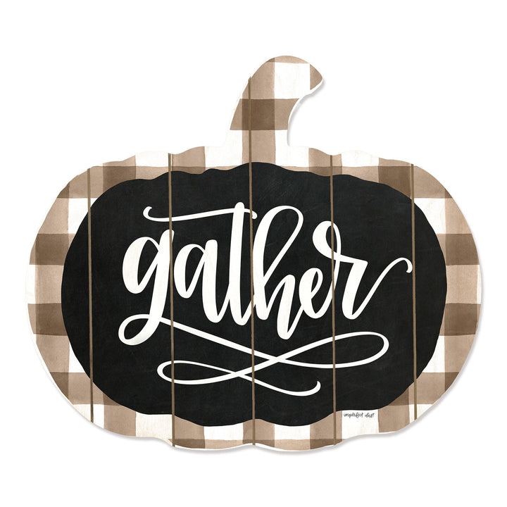 Gather Printed on a Pumpkin Unframed Print Wall Art