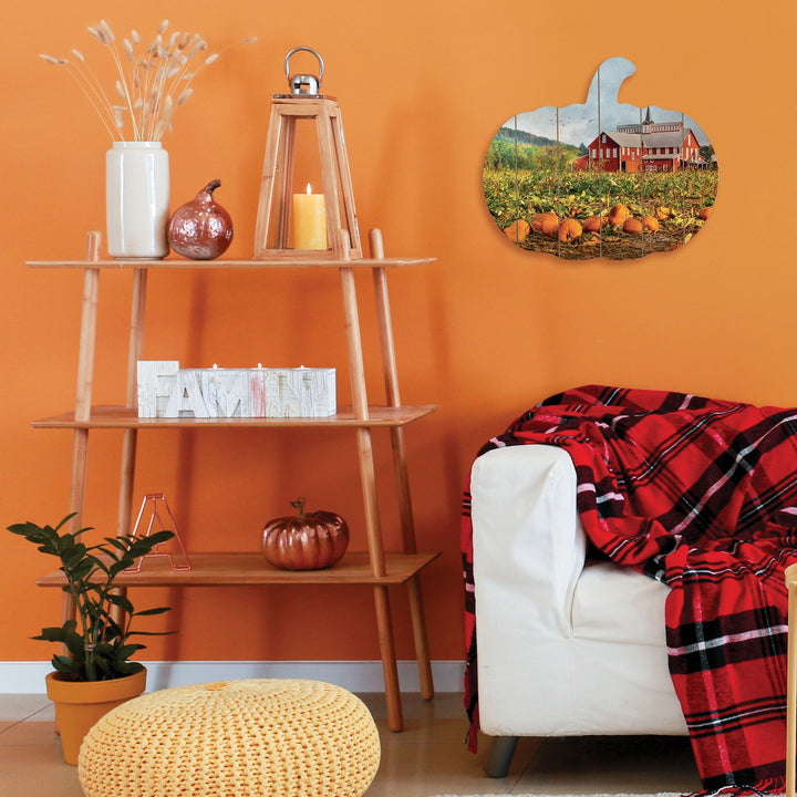 Red Barn Pumpkin Patch Unframed Print Wall Art