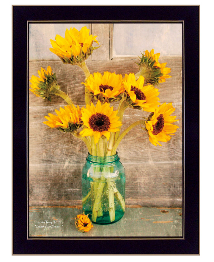 Country Sunflowers 1 Black Framed Print Wall Art