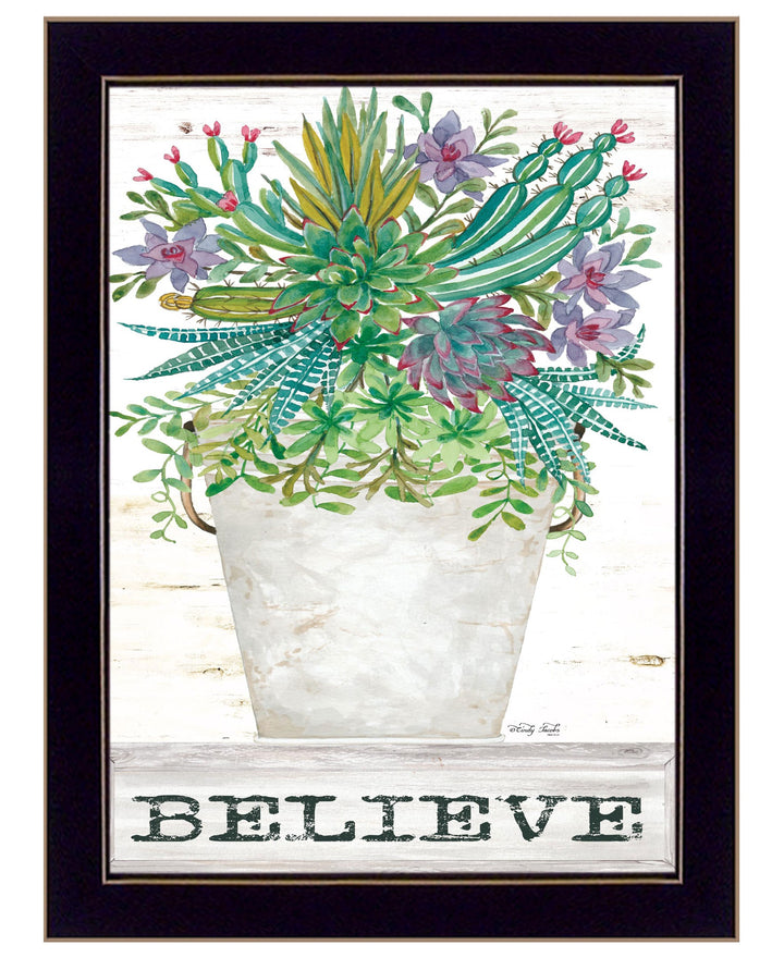 Believe Succulents 1 Black Framed Print Wall Art