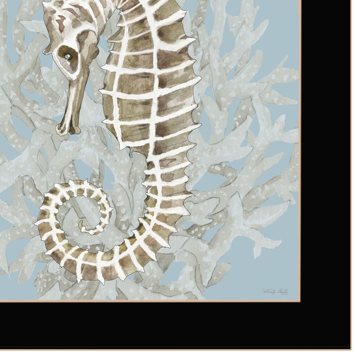 Seahorse and Coral Black Framed Print Wall Art