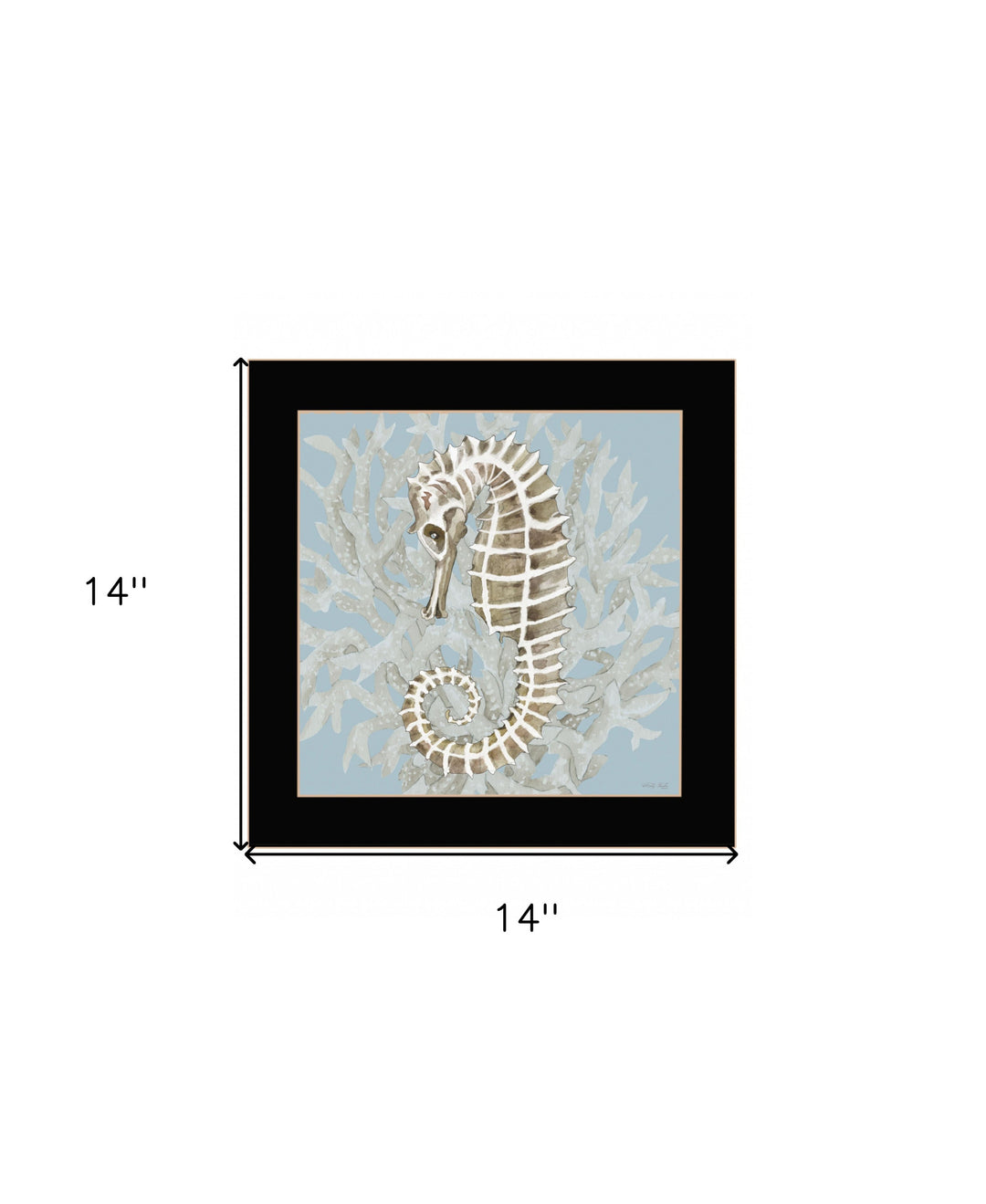 Seahorse and Coral Black Framed Print Wall Art