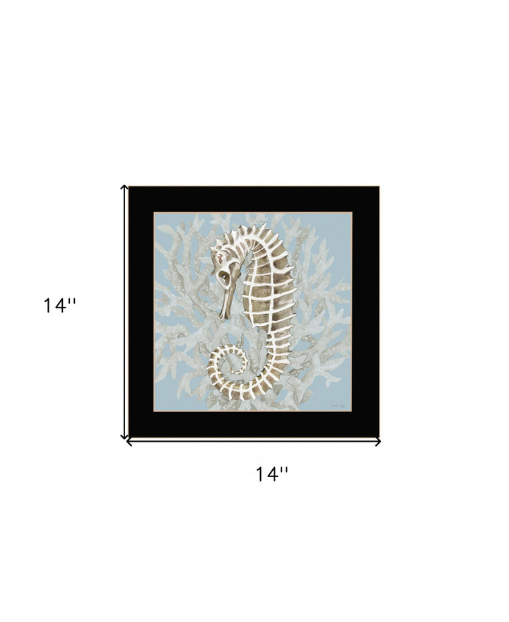 Seahorse and Coral Black Framed Print Wall Art