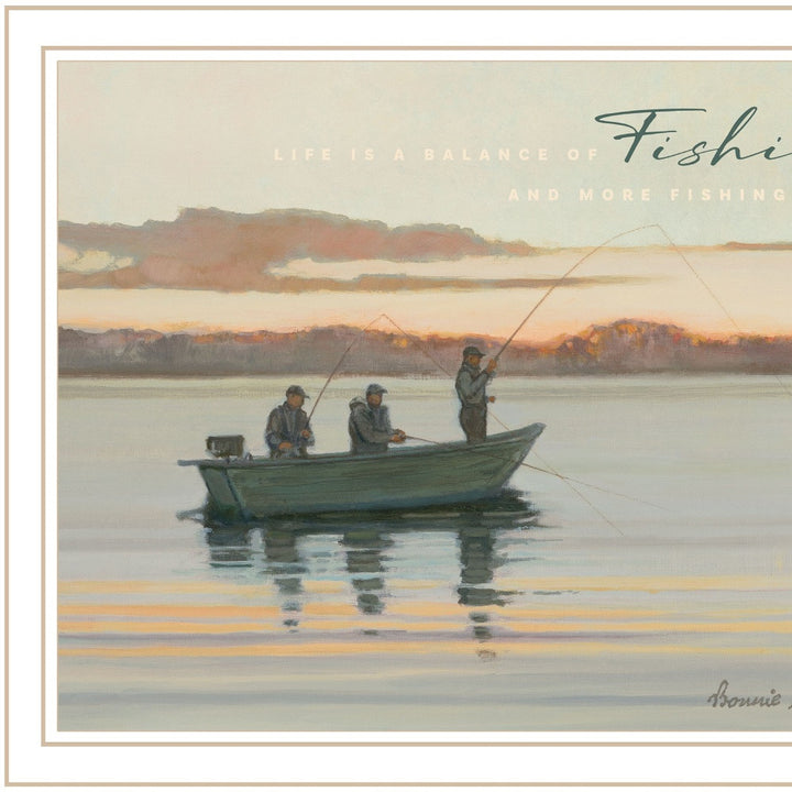 Fishing 2 White Framed Print Wall Art