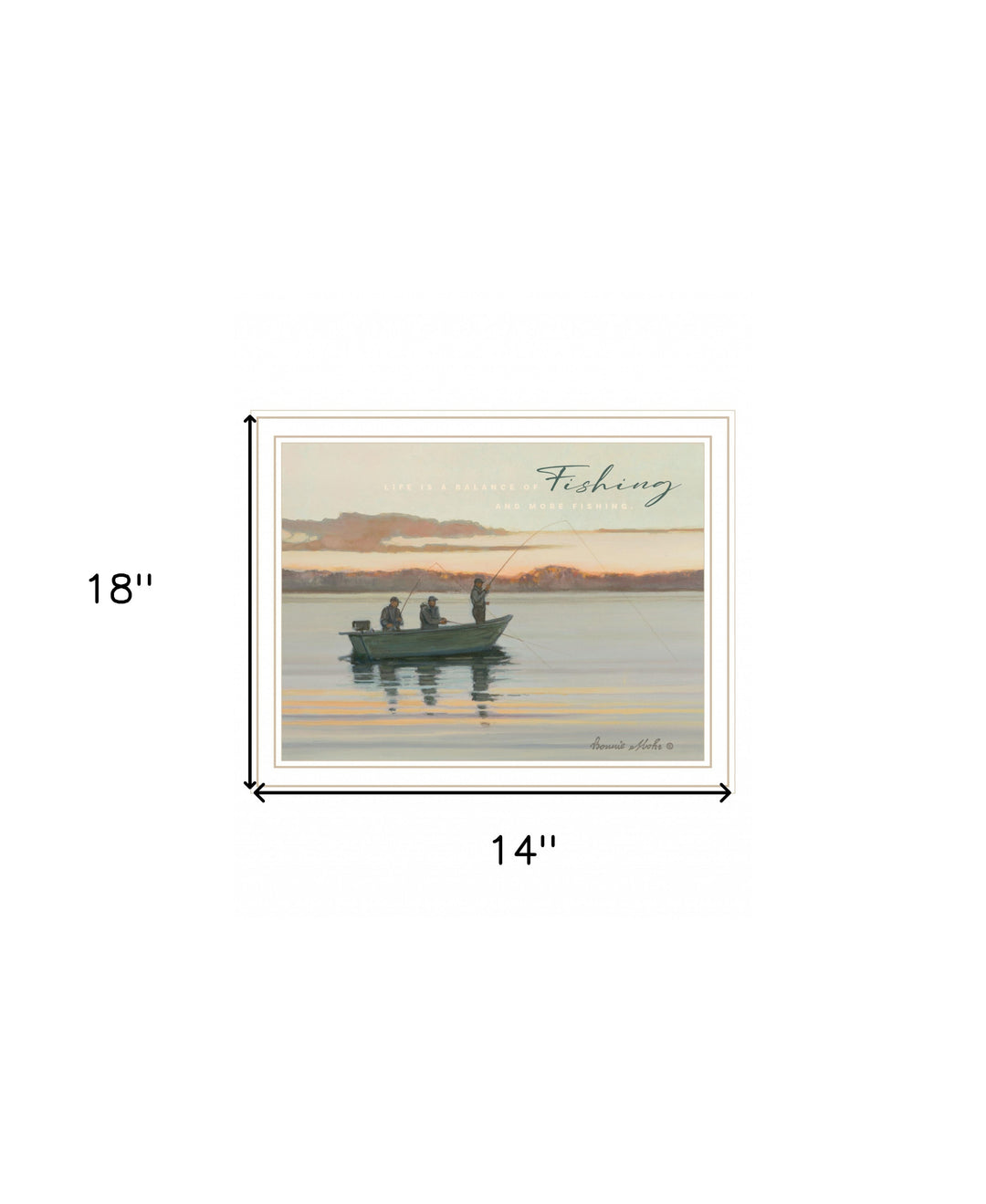 Fishing 2 White Framed Print Wall Art