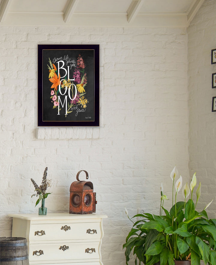 Bloom with Grace 1 Black Framed Print Wall Art