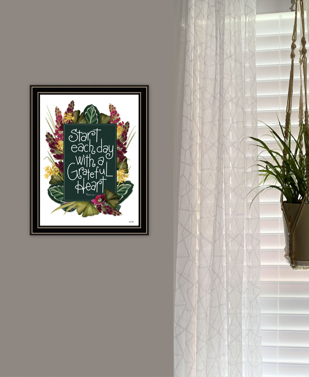 Grateful Heart 1 Black Framed Print Wall Art