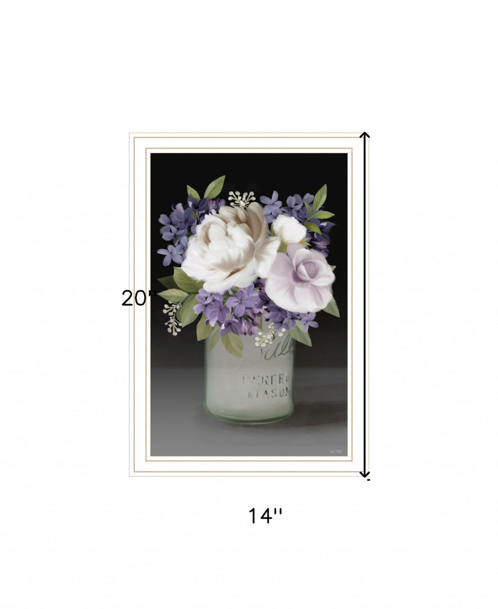 Lilac Mason Jar Floral 2 White Framed Print Wall Art