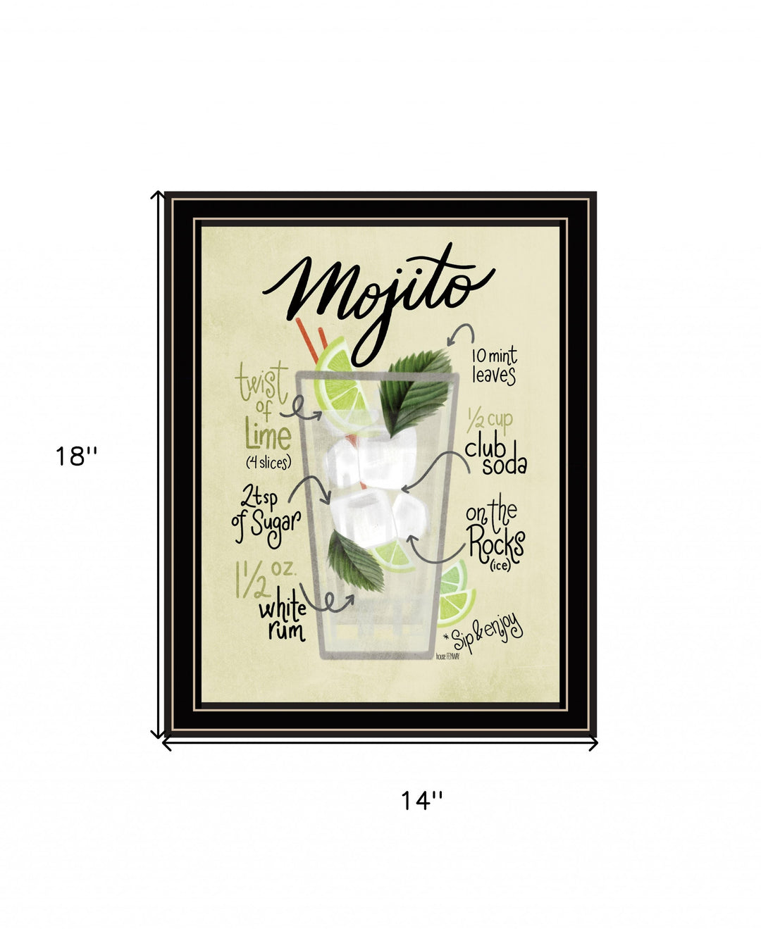 Mojito 1 Black Framed Print Wall Art