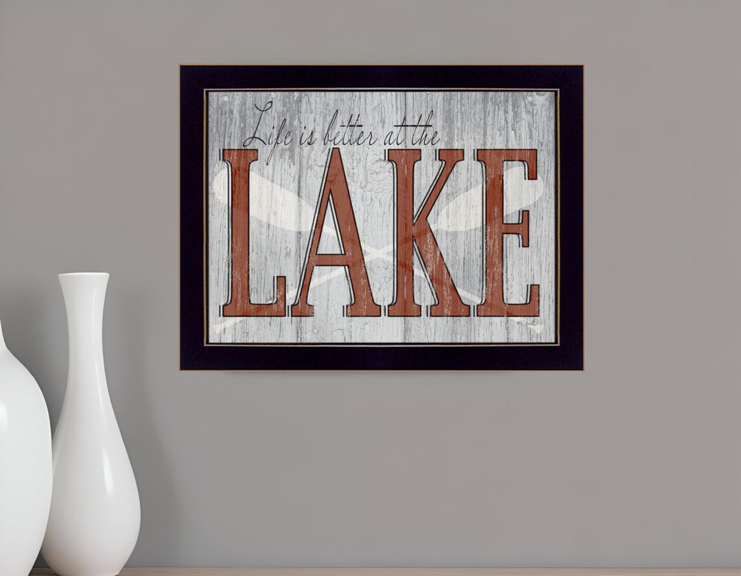 Life is Better at the Lake 3 Black Framed Print Wall Art