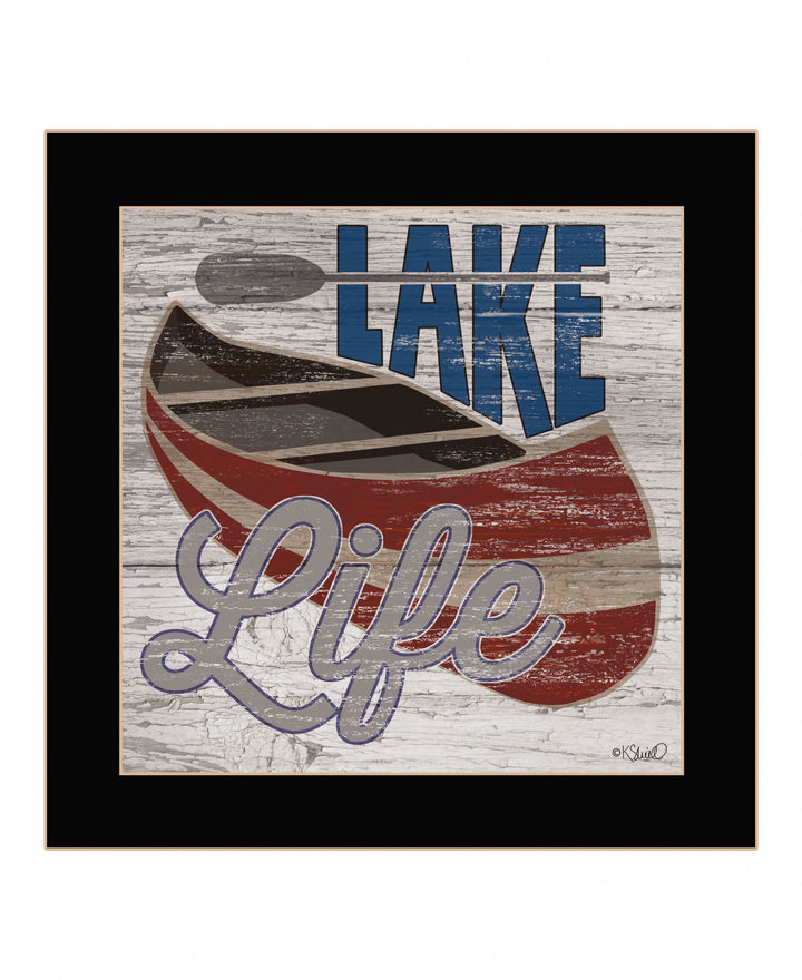 Lake Life Canoe 1 Black Framed Print Wall Art