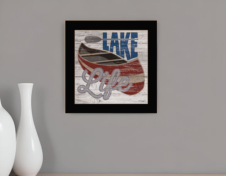 Lake Life Canoe 1 Black Framed Print Wall Art