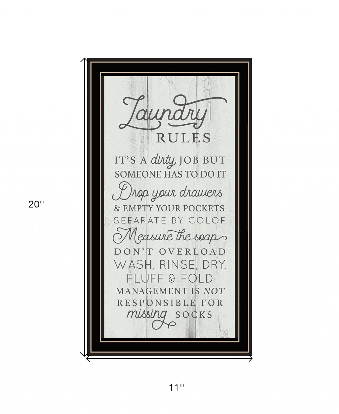 Laundry Rules 1 Black Framed Print Bathroom Wall Art