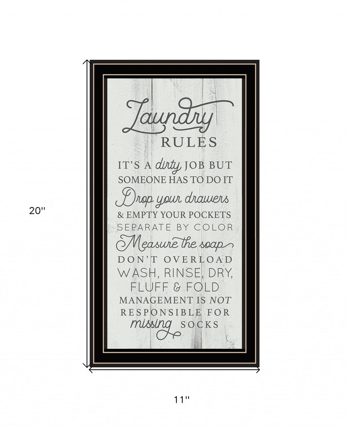 Laundry Rules 1 Black Framed Print Bathroom Wall Art