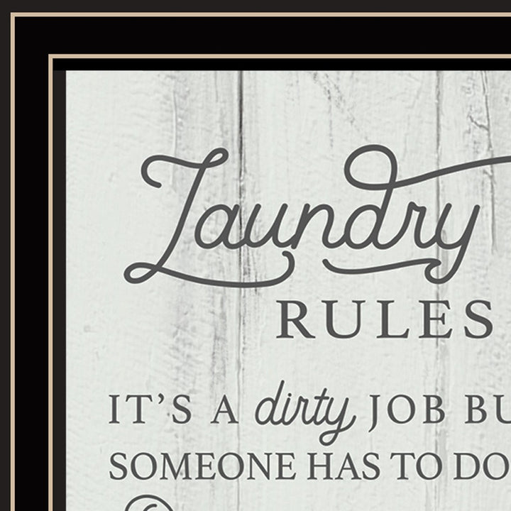 Laundry Rules 1 Black Framed Print Bathroom Wall Art