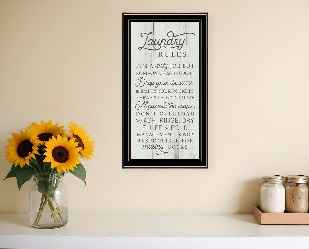 Laundry Rules 1 Black Framed Print Bathroom Wall Art