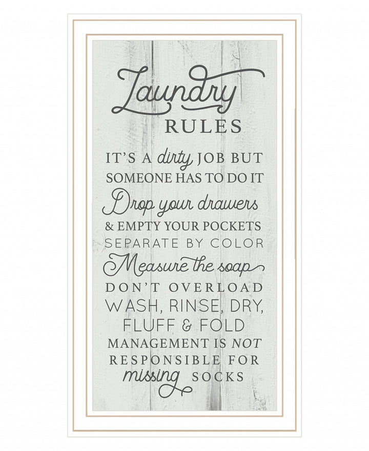 Laundry Rules 2 White Framed Print Bathroom Wall Art