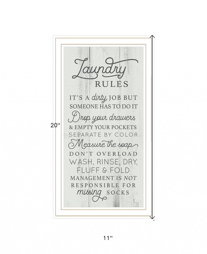 Laundry Rules 2 White Framed Print Bathroom Wall Art