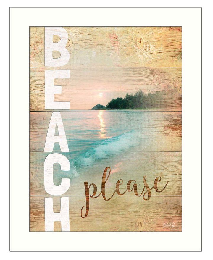 Beach Please 3 White Framed Print Wall Art