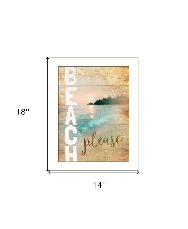 Beach Please 3 White Framed Print Wall Art