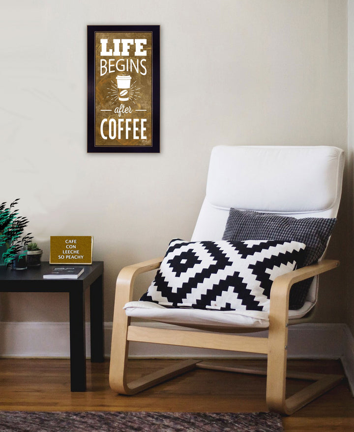 Life Begins after Coffee 2 White Framed Print Wall Art