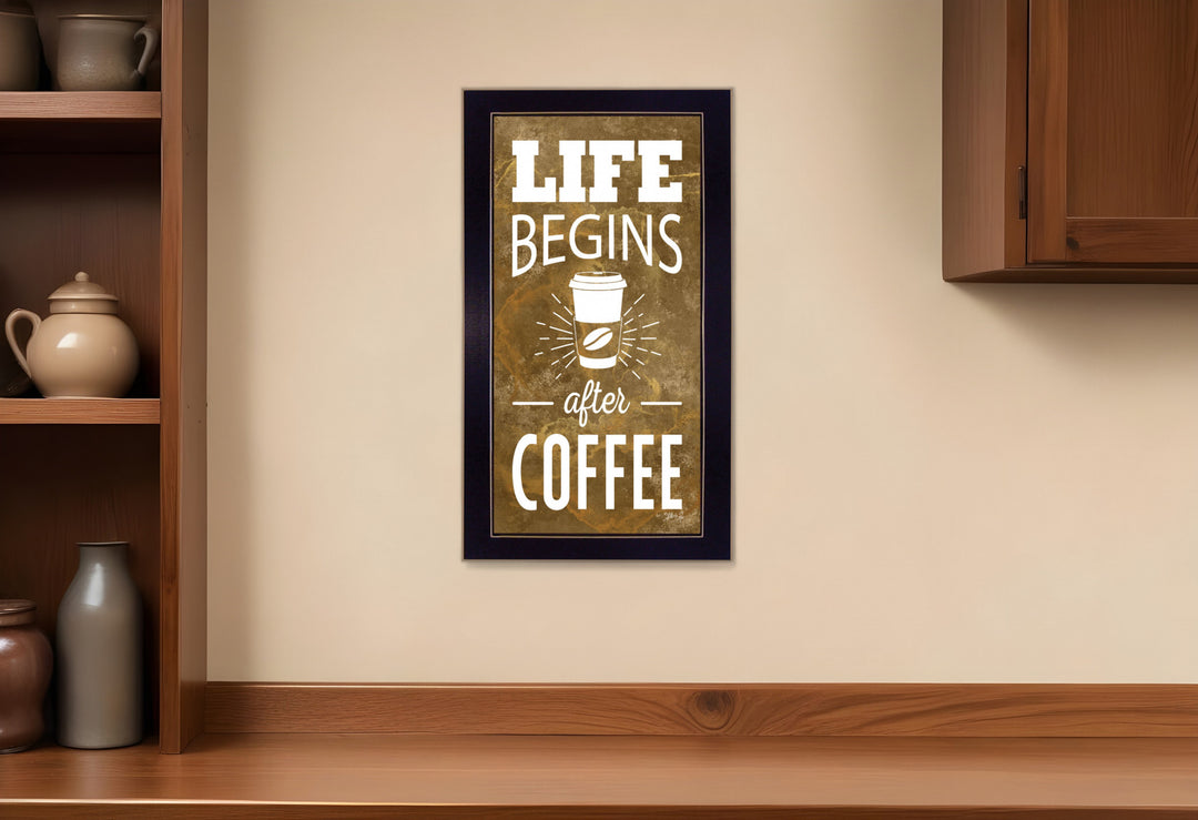 Life Begins after Coffee 2 White Framed Print Wall Art