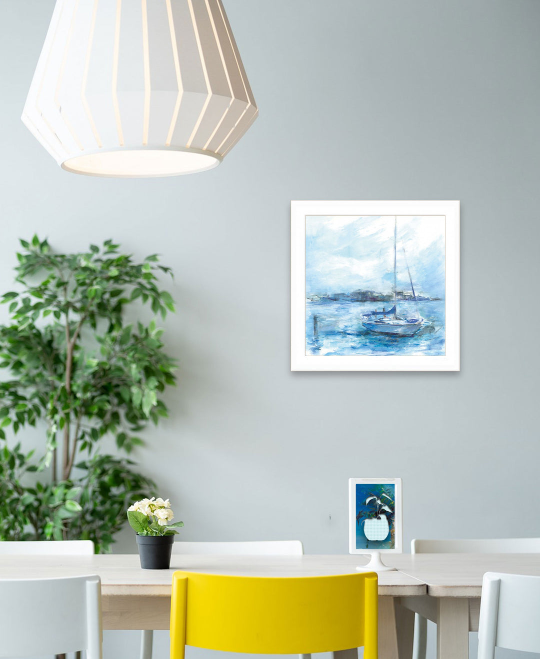 Serenity Sloop 1 White Framed Print Wall Art