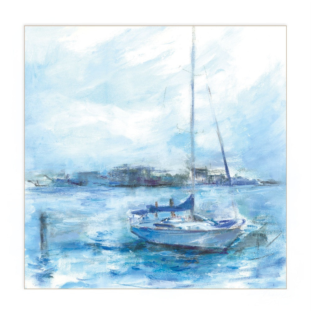 Serenity Sloop 1 White Framed Print Wall Art